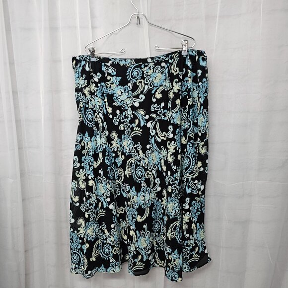 JM Collection Black Blue Floral Skirt Boho Fairy Cottagecore 20W - Picture 6 of 11
